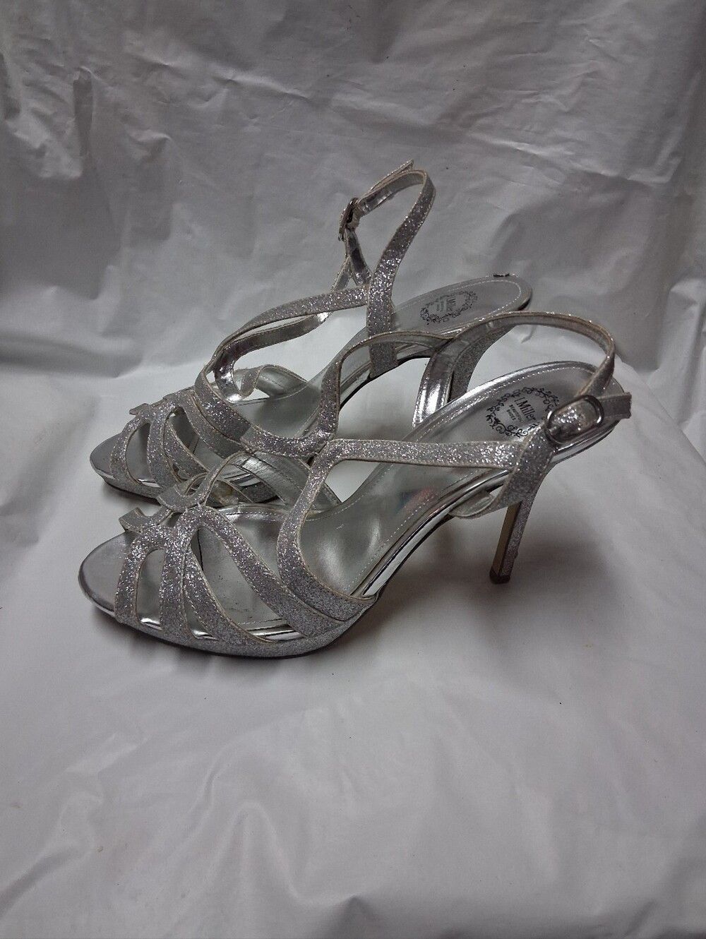 I. Miller Silver Glitter Strappy High Heel Sandals - Women